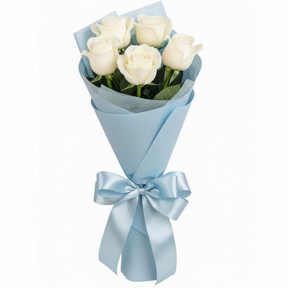 Букет 5 Белых роз Проуд в Тамани