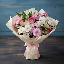 Букет цветов из:  Хризантемы, Альстромерии и Розы #REPLACE_PRED# Тамани