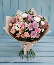 Букет цветов из:  Хризантемы, Розы и Альстромерии в Тамани
