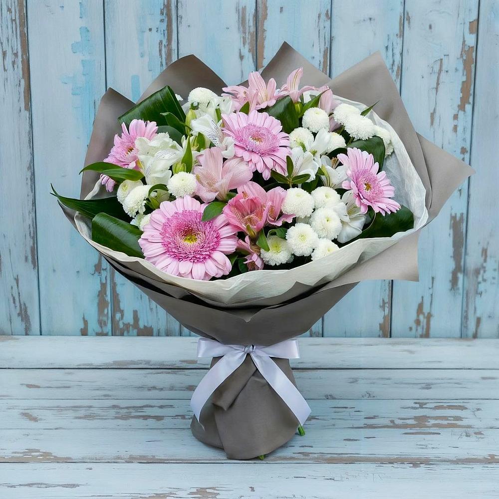 Букет цветов из: Герберы, Альстромерии и Хризантемы в Тамани
