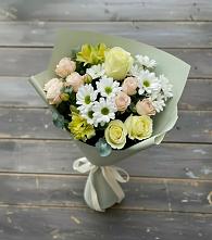 Букет цветов из:  Альстромерии, Розы и Хризантемы в Тамани