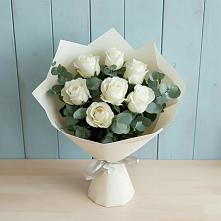 Букет Белые розы в Эвкалипте #REPLACE_PRED# Тамани